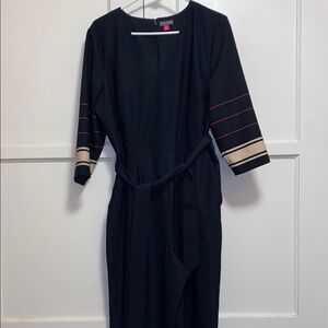 Vince Camuto Women's Size 14 Black Wide Leg Belted Jumpsuit